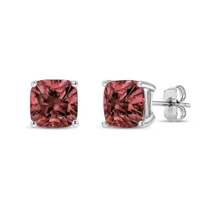 14K White Gold Lab Grown Pink Cushion 4-Prong Set Classic Diamond Solitaire Stud Earrings