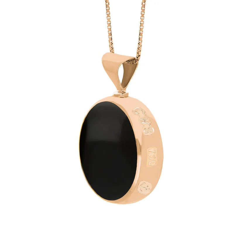 18ct Rose Gold Whitby Jet Lapis Lazuli Queens Jubilee Hallmark Double Sided Round Necklace