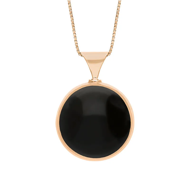 18ct Rose Gold Whitby Jet Lapis Lazuli Queens Jubilee Hallmark Double Sided Round Necklace
