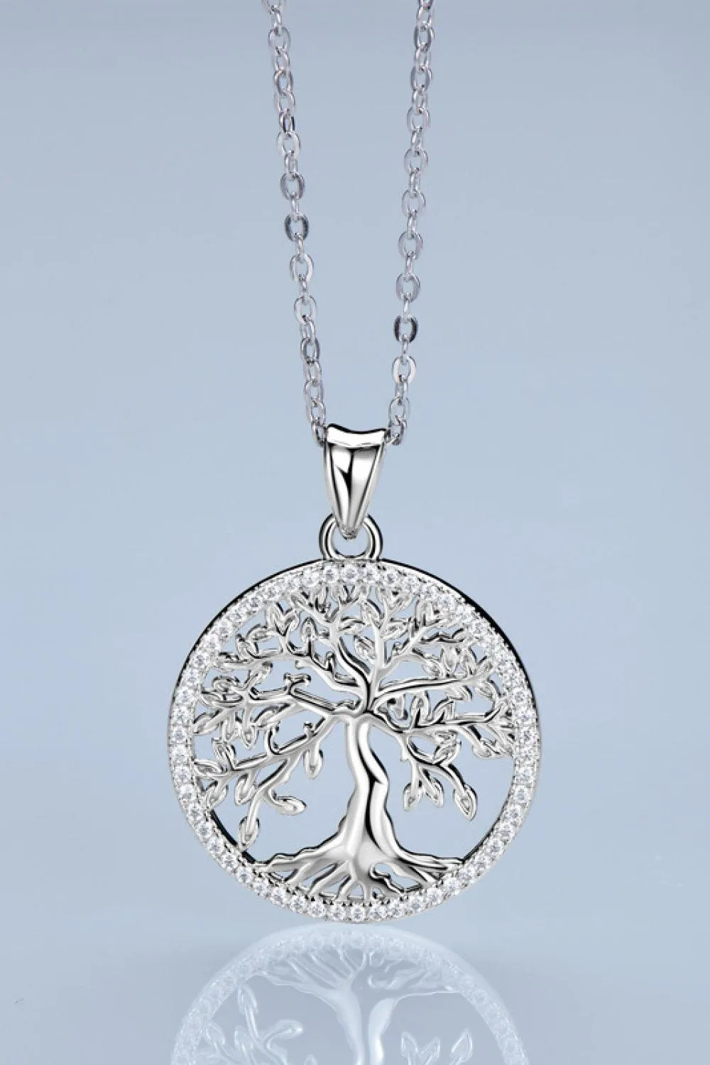 925 Sterling Silver Moissanite Tree Pendant Necklace