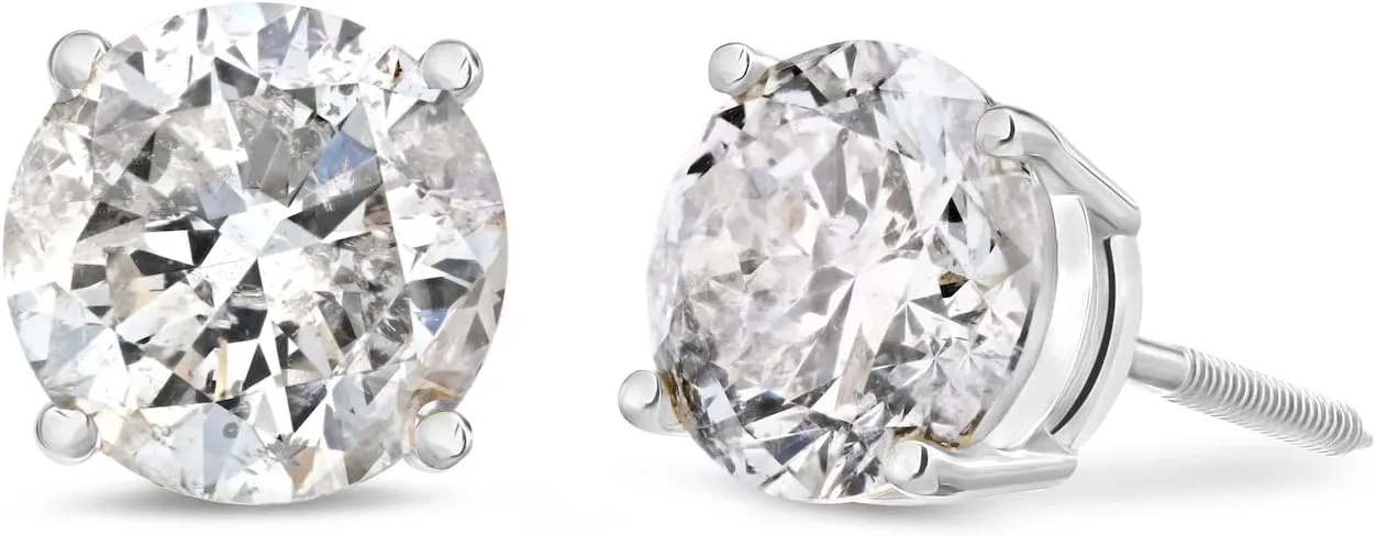 Amazon Essentials Certified 14k Gold Diamond with Screw Back and Post Stud Earrings (J-K Color, I1-I2 Clarity) (previously Amazon Collection)