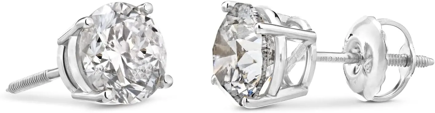 Amazon Essentials Certified 14k Gold Diamond with Screw Back and Post Stud Earrings (J-K Color, I1-I2 Clarity) (previously Amazon Collection)