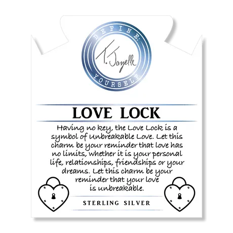 Australian Agate Stone Bracelet with Love Lock Sterling Silver Charm
