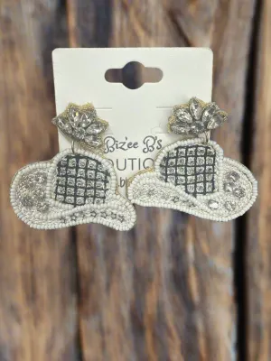 Beaded Cowgirl Hat Earrings