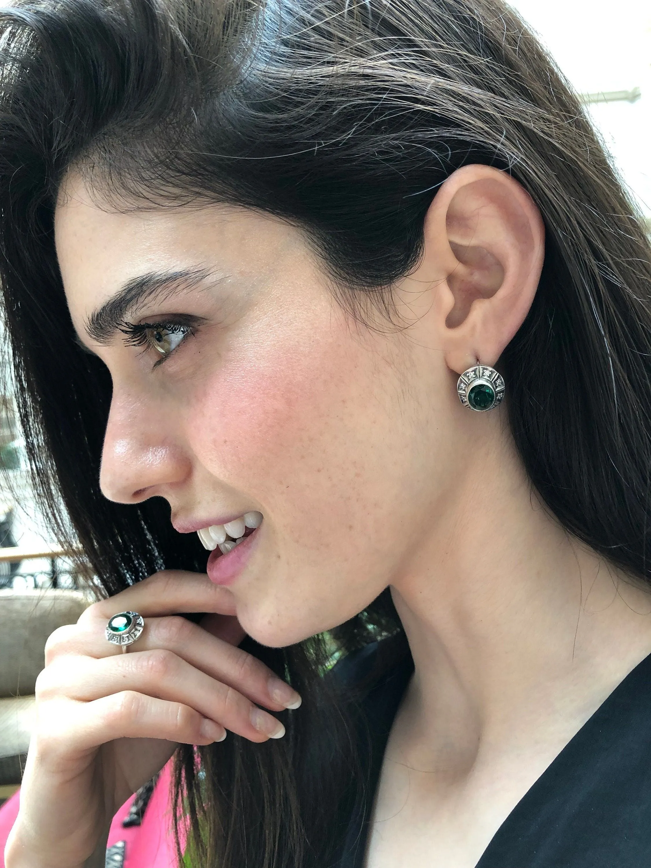 Blue Sapphire Earrings - Large Blue Studs - Vintage Tribal Earrings