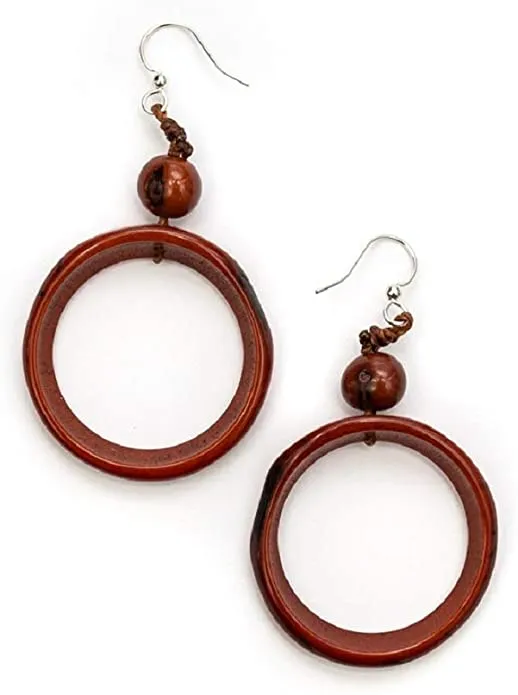 Bohemian Drop Dangle Earrings for Women/Dangling Lightweight Circle of Life Pendant Earring in Turquoise,Brown,Ivory and Sustainable EarRings