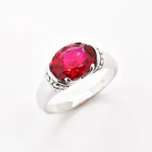 Boho Ruby Ring - Red Solitaire Ring - Vintage Tribal Ring