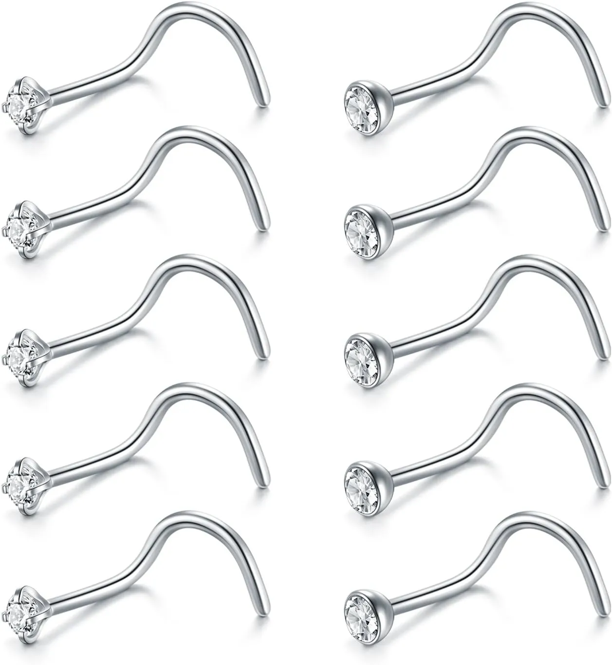 Briana Williams Nose Studs Nose Rings for Women 18G 20G Corkscrew Nose Ring Stainless Steel Nose Screw Studs Nose Rings Studs Surgical Steel Nostril Nose Piercing Jewelry