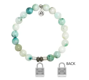 Caribbean Quartzite Stone Bracelet with Unbreakable Sterling Silver Charm