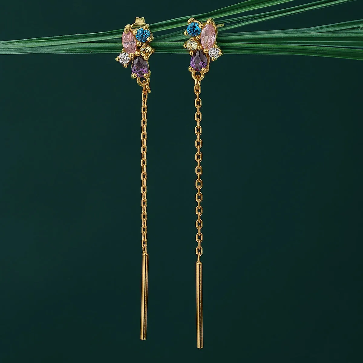 Carlton London Gold Plated Cz Floral Drop Earring For Women