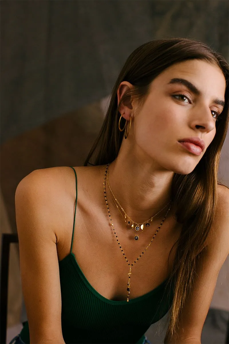 Chan Luu Black Evil Eye Necklace With Champagne Diamond
