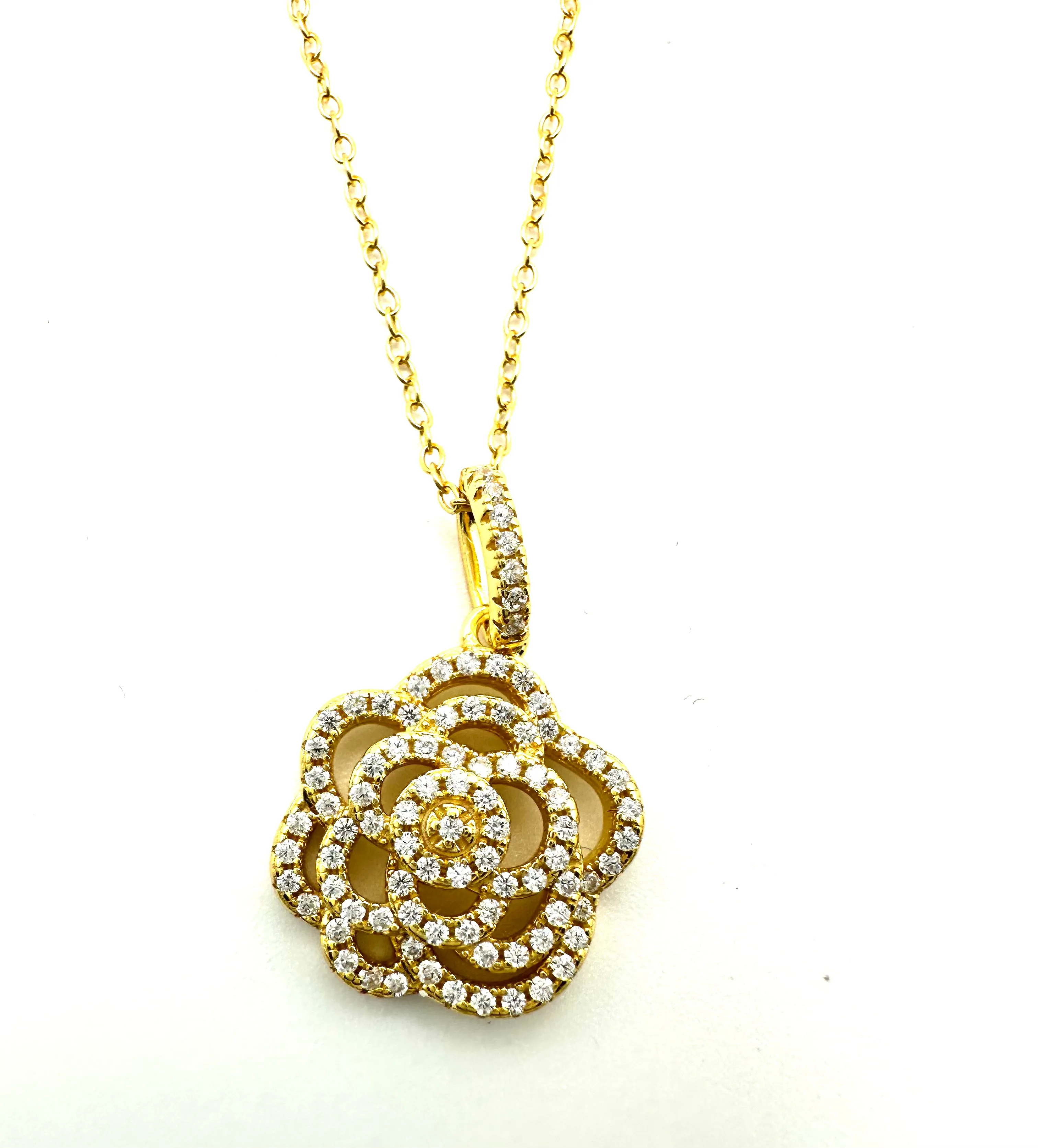 Chaneling CZ Flower Necklace