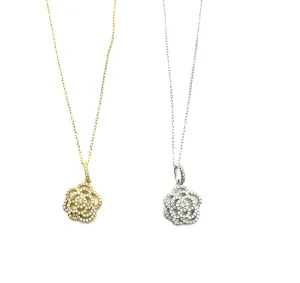 Chaneling CZ Flower Necklace
