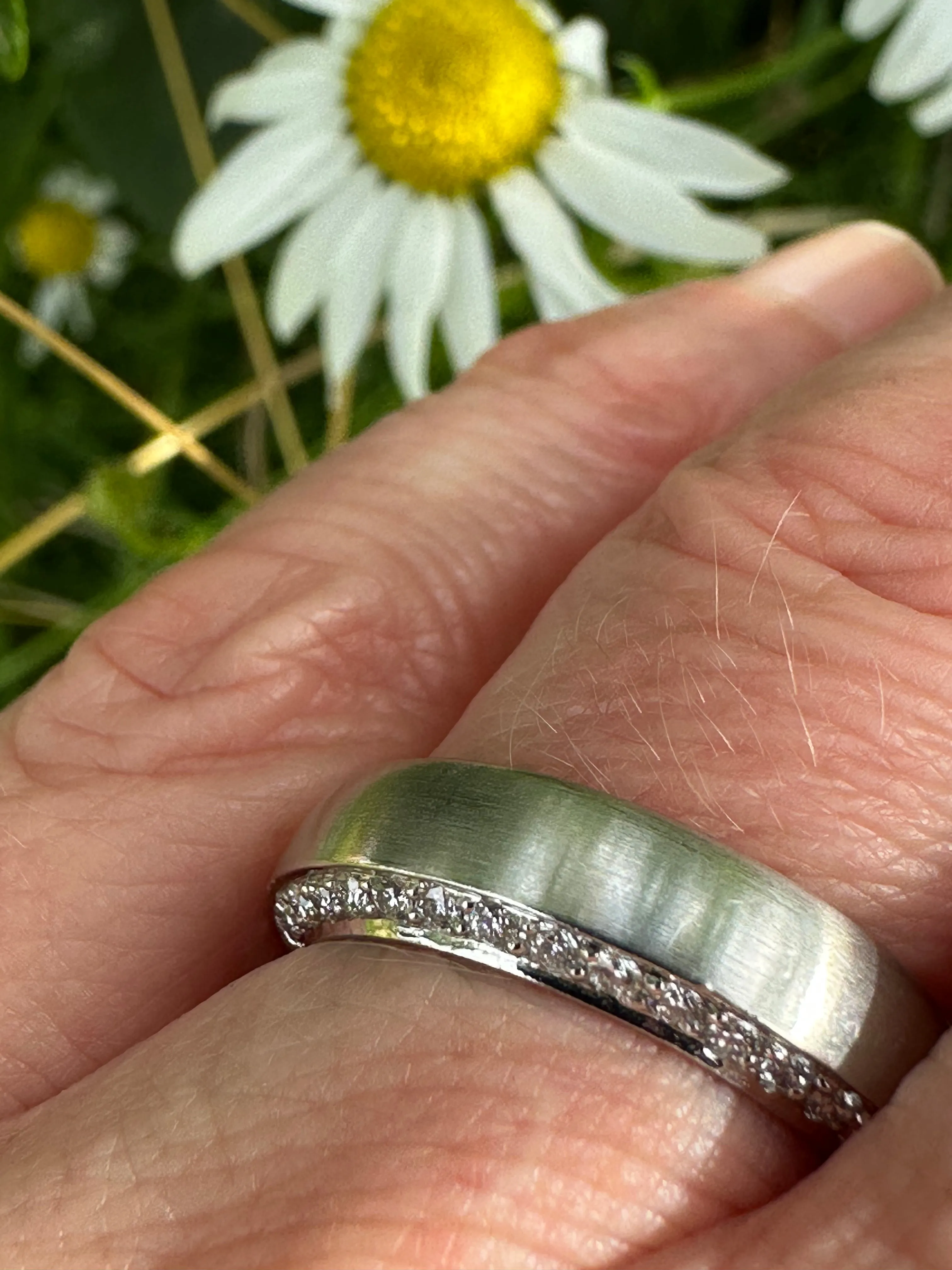 Comfort fit platinum band with brilliant cut side set diamonds 0.47ct