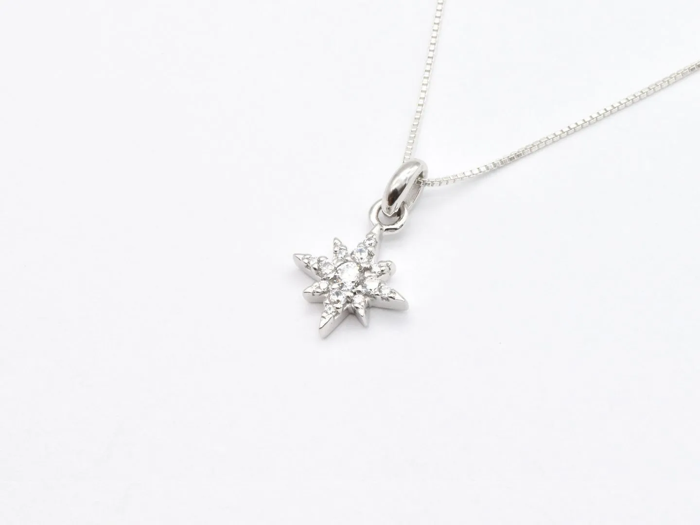 Dainty Star Necklace - Created CZ Diamond Pendant - Diamond Star Necklace
