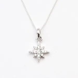 Dainty Star Necklace - Created CZ Diamond Pendant - Diamond Star Necklace