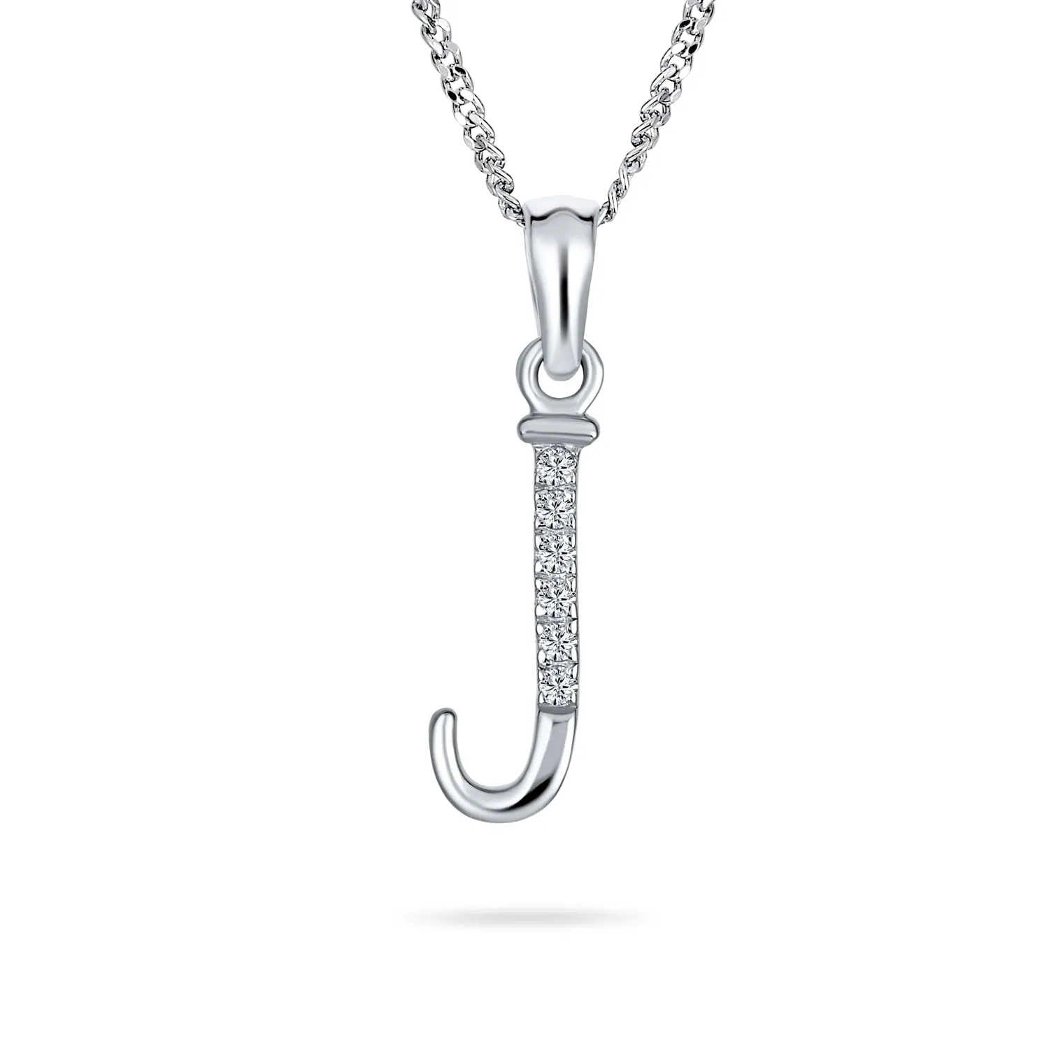 Delicate ABC CZ Initial Pendant Necklace in Sterling Silver with Pave Zirconia