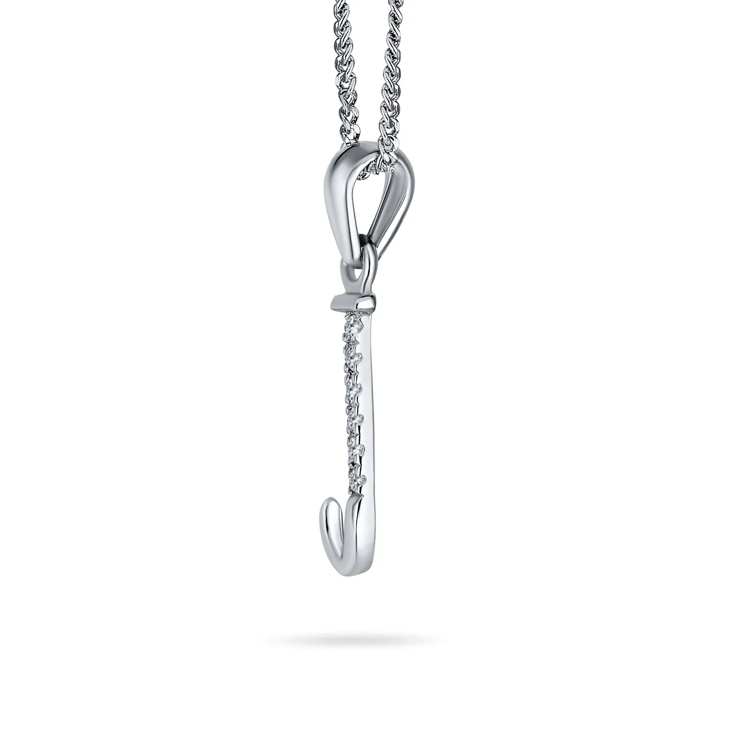 Delicate ABC CZ Initial Pendant Necklace in Sterling Silver with Pave Zirconia