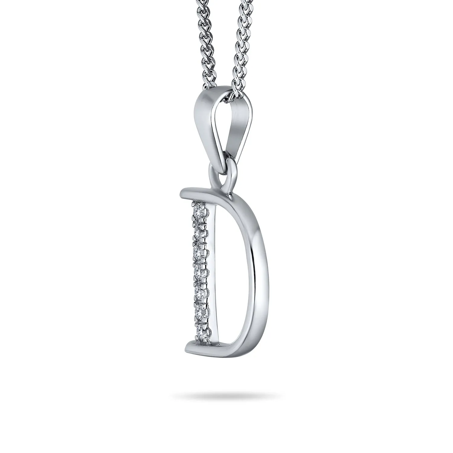 Delicate ABC CZ Initial Pendant Necklace in Sterling Silver with Pave Zirconia