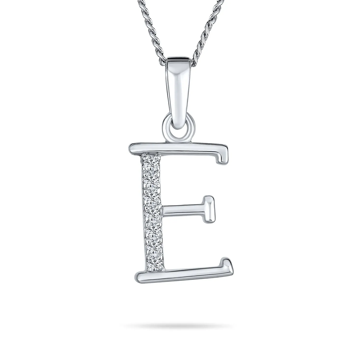 Delicate ABC CZ Initial Pendant Necklace in Sterling Silver with Pave Zirconia