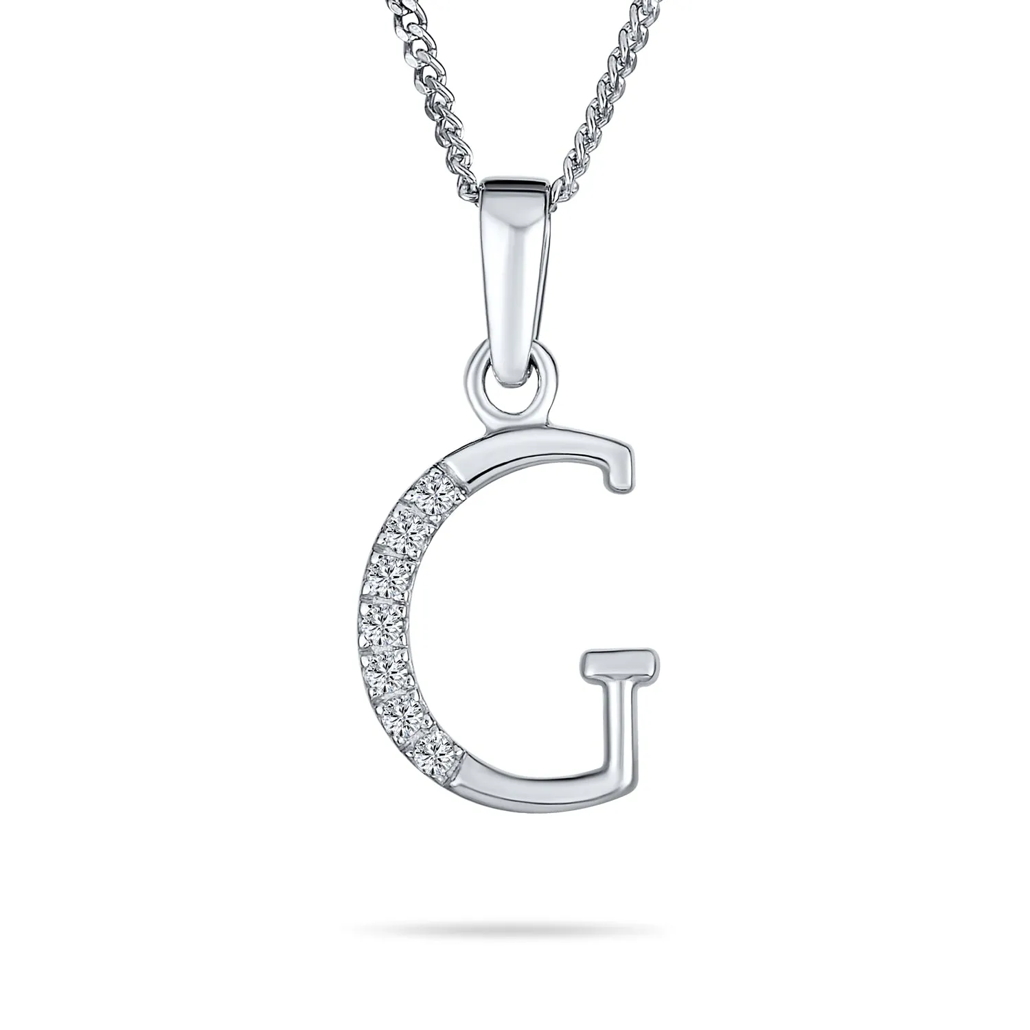 Delicate ABC CZ Initial Pendant Necklace in Sterling Silver with Pave Zirconia