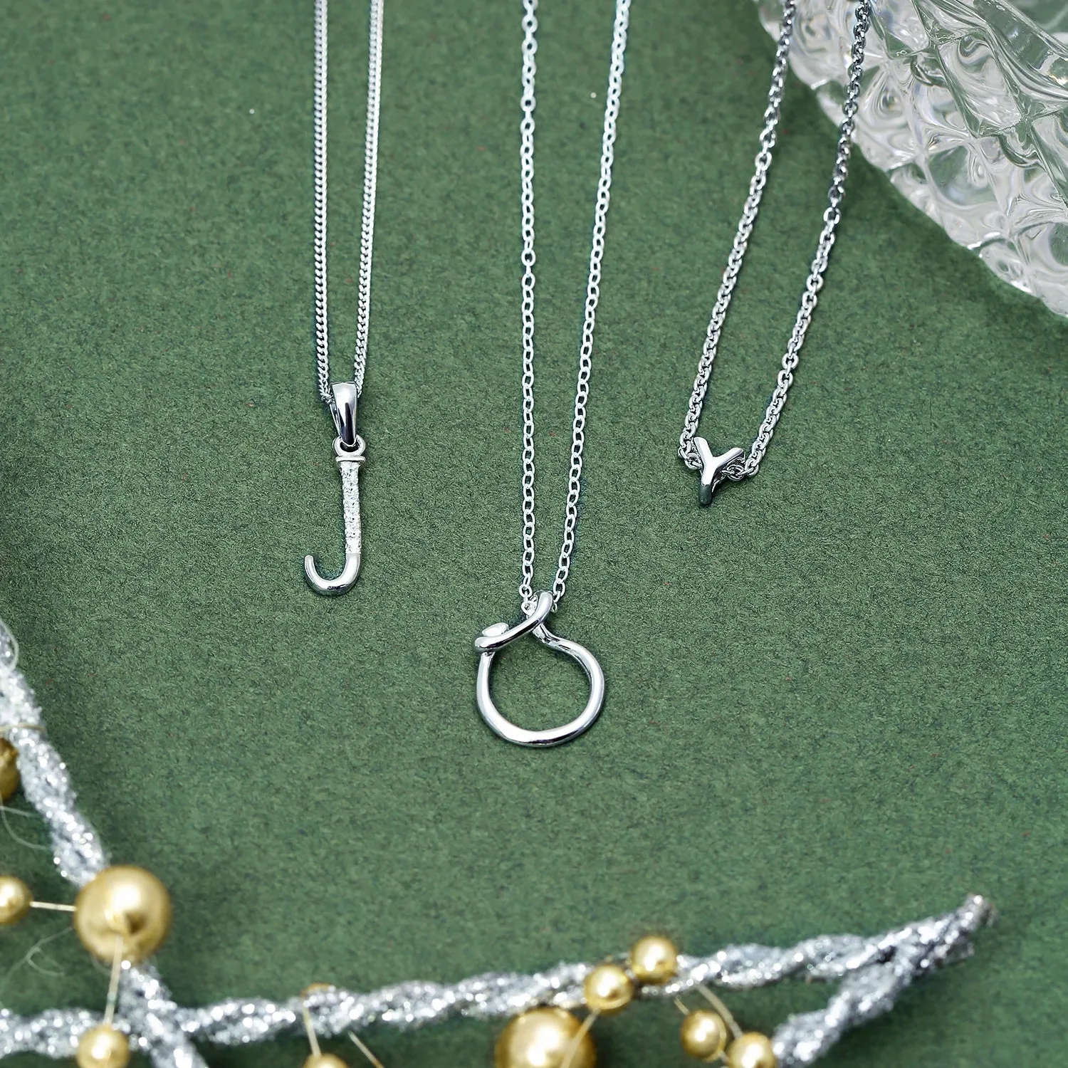 Delicate ABC CZ Initial Pendant Necklace in Sterling Silver with Pave Zirconia