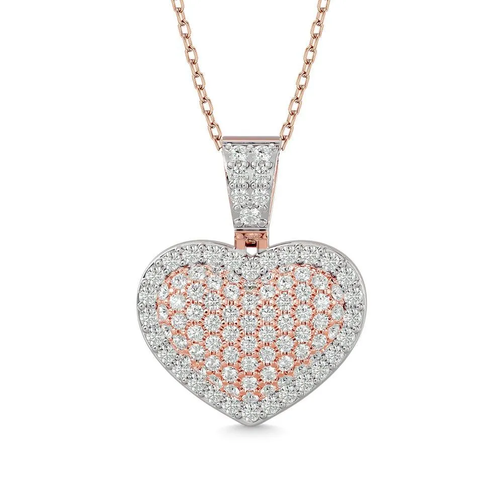 Diamond 1 1/2 ct tw Heart Pendant in 10K Pink Gold With White Gold Touch
