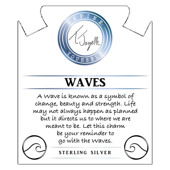 Earth Jasper Stone Bracelet with Waves Hammered Silver Charm