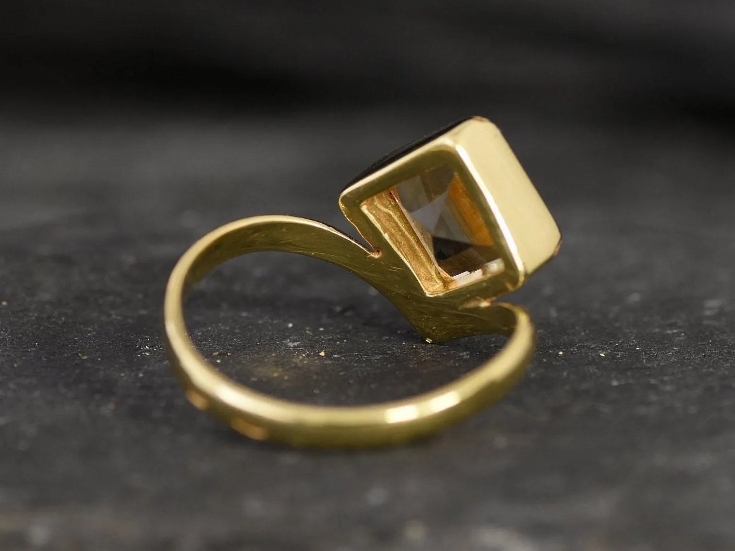 Emerald Cut Citrine Ring, Natural Citrine Ring, Gold Citrine Ring