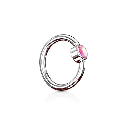 FLAT Opal Captive Belly Rings in Steel