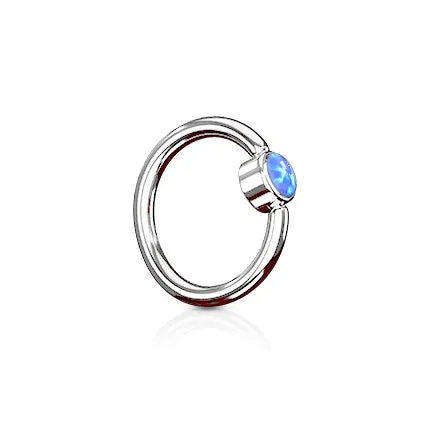 FLAT Opal Captive Belly Rings in Steel