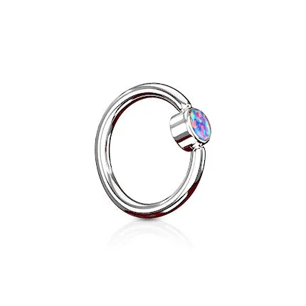 FLAT Opal Captive Belly Rings in Steel