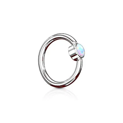 FLAT Opal Captive Belly Rings in Steel