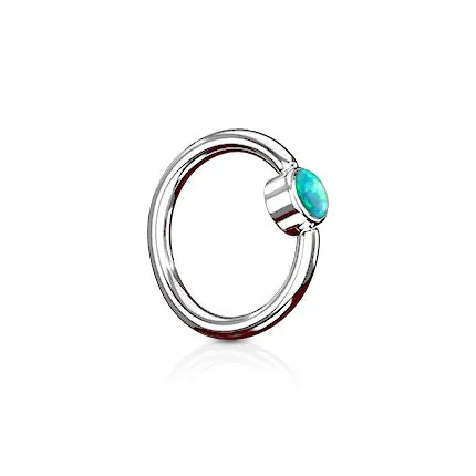 FLAT Opal Captive Belly Rings in Steel
