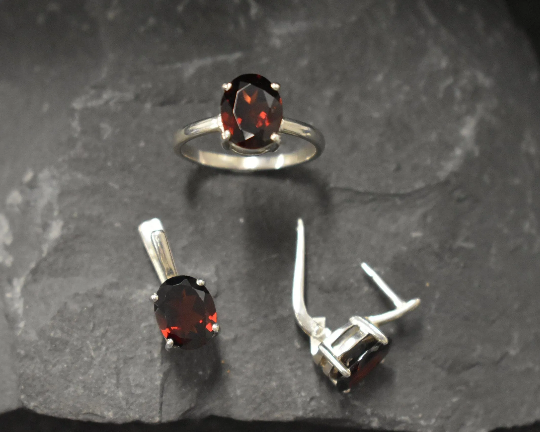 Genuine Garnet Earrings - Dainty Red Earrings - Red Drop Earrings
