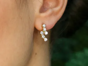 Gold Diamond Earrings - Gold Sparkly Earrings, Gold Dainty Studs