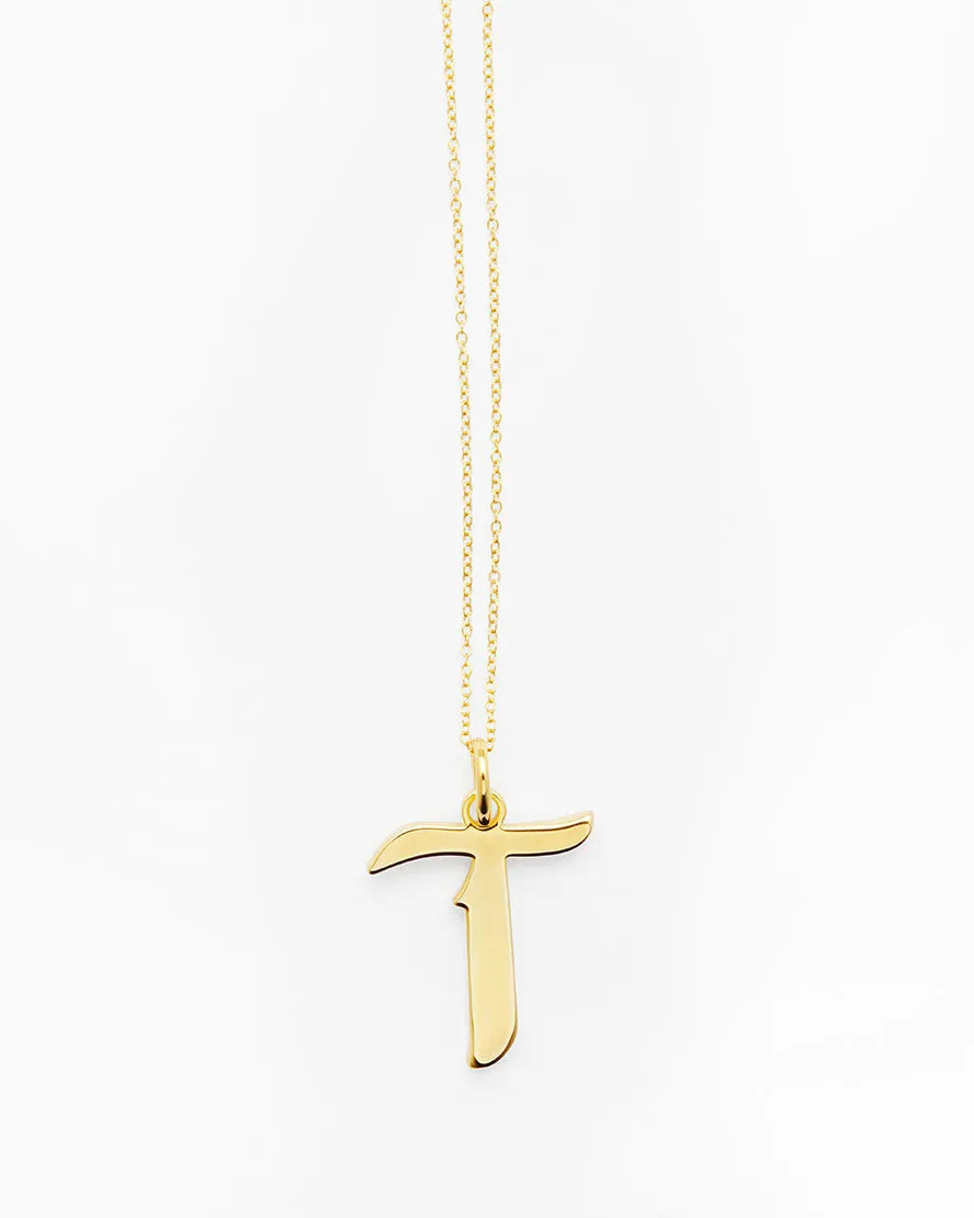 Gold Letter T Necklace