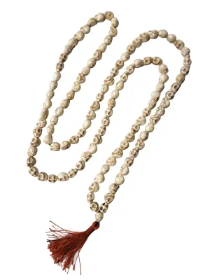 Hand Carved Turquoise Bone Skull Mala