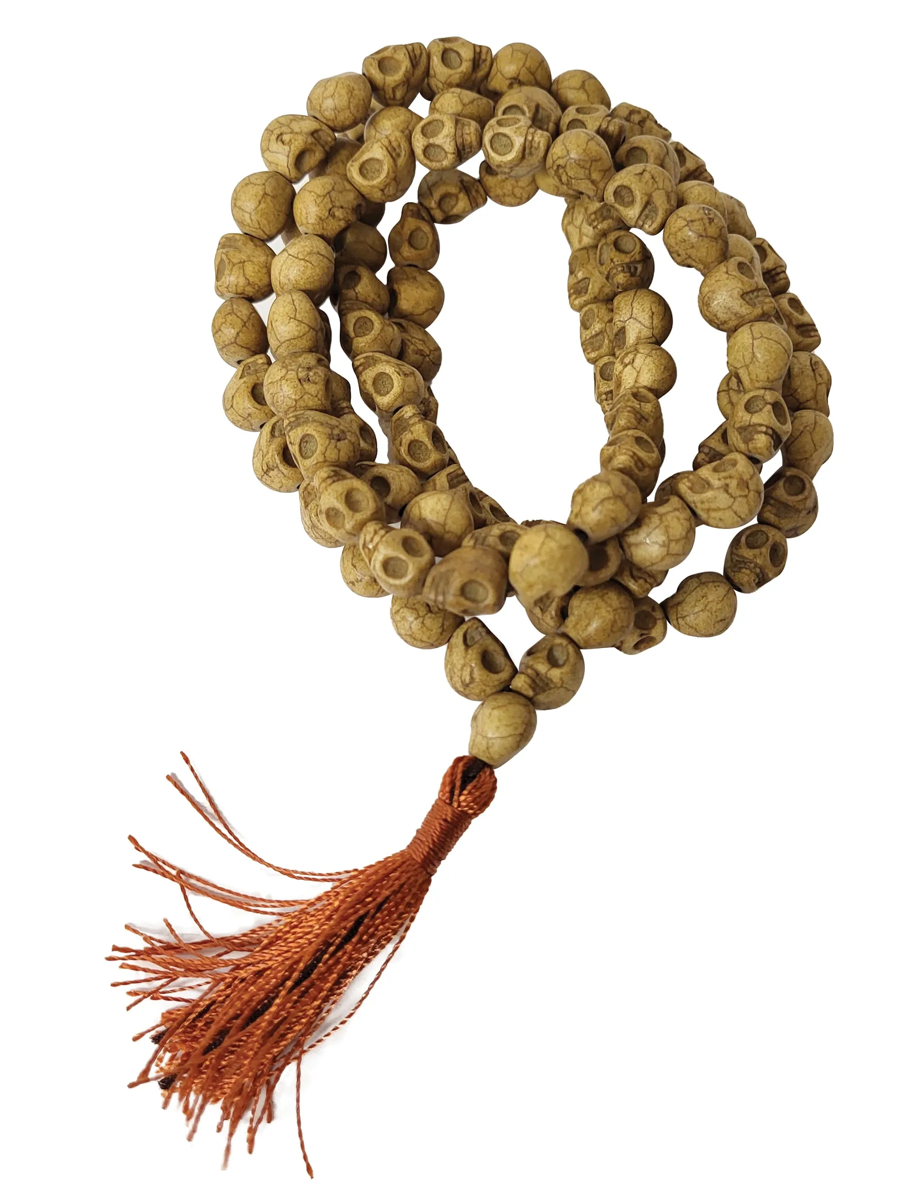 Hand Carved Turquoise Bone Skull Mala