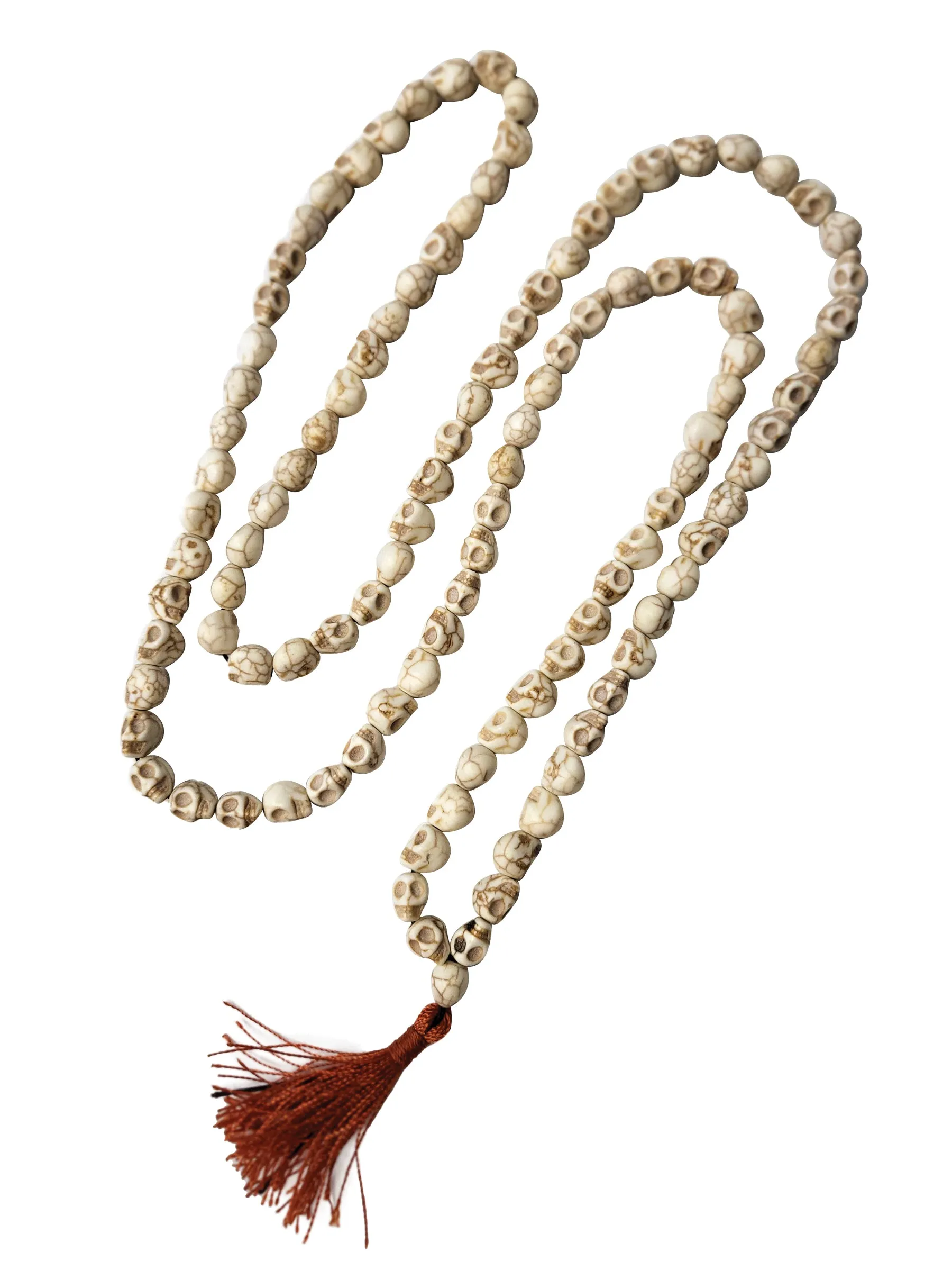 Hand Carved Turquoise Bone Skull Mala
