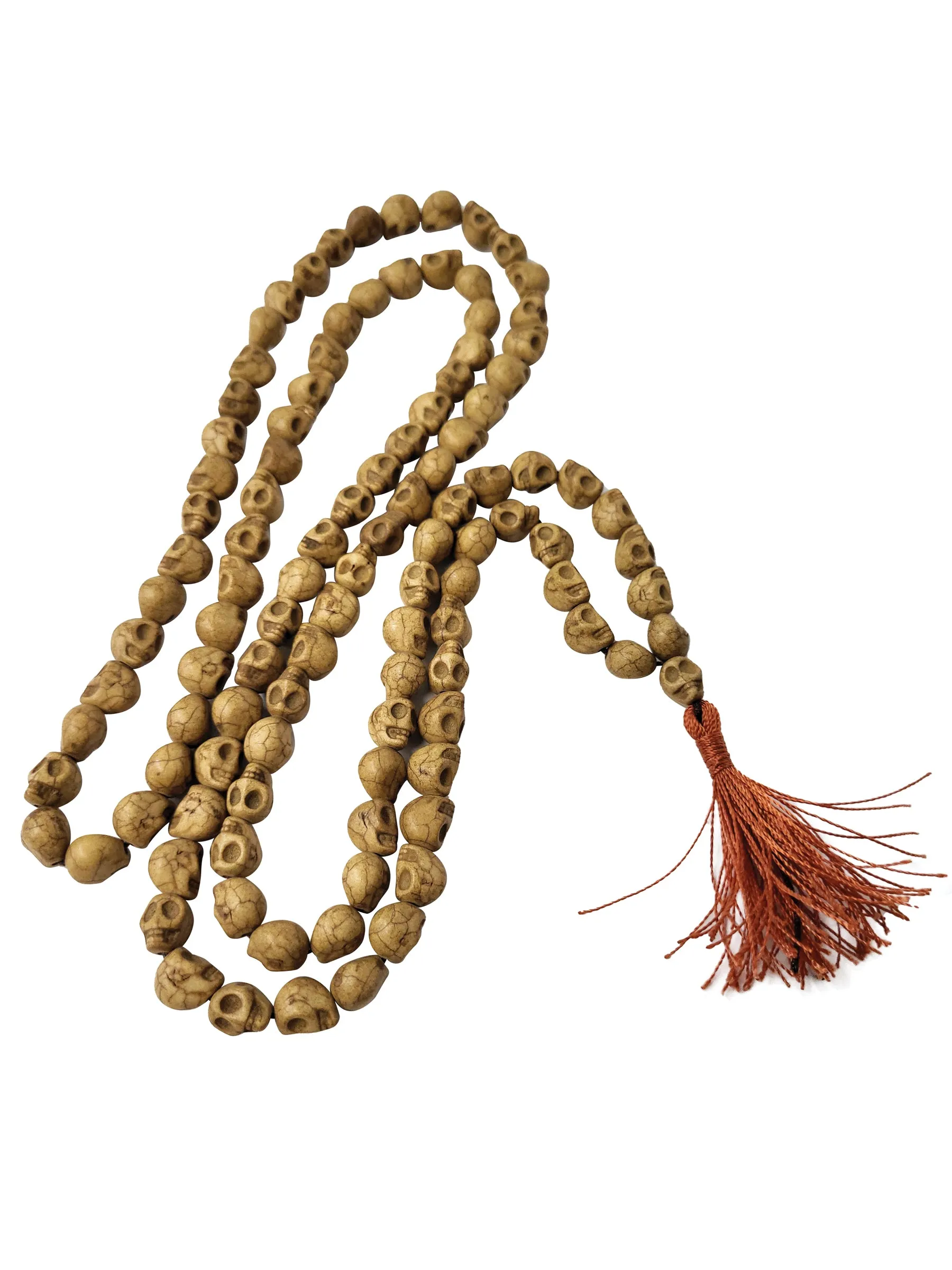 Hand Carved Turquoise Bone Skull Mala