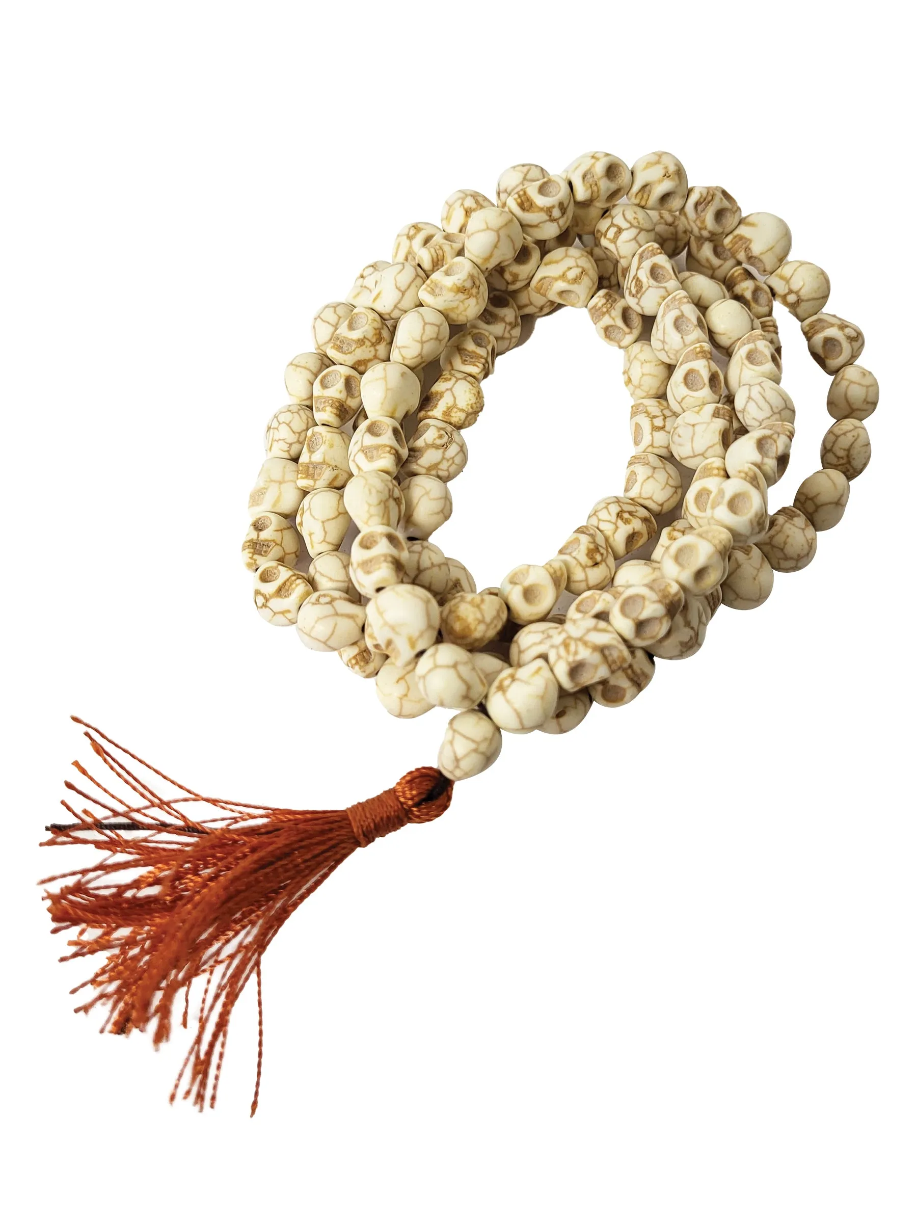 Hand Carved Turquoise Bone Skull Mala