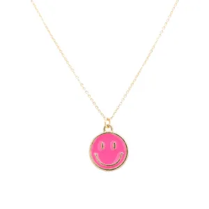 Happy Face Necklace Pink Charm Pendant Children's