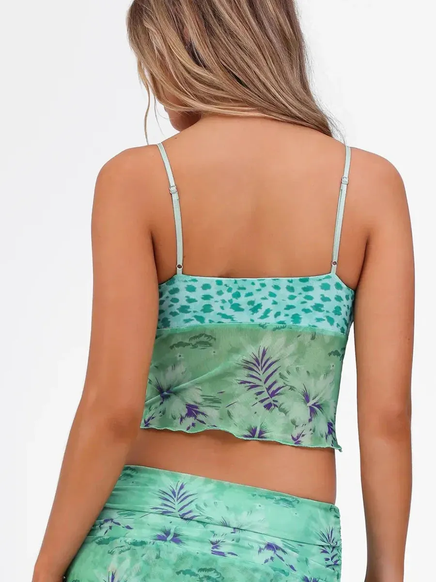 Janice Floral Print Cami Top – Summer Spaghetti Strap