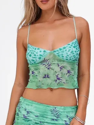 Janice Floral Print Cami Top – Summer Spaghetti Strap