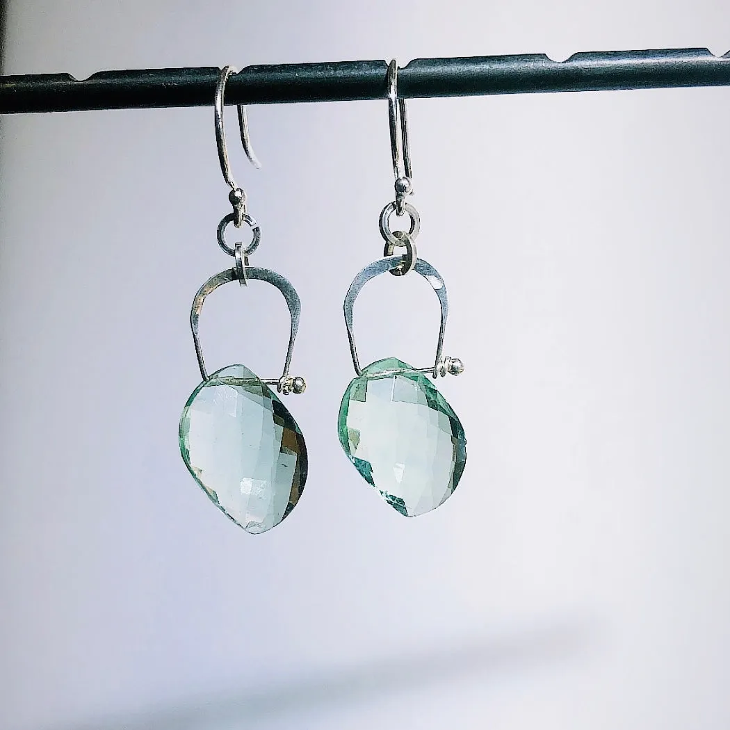 Leaf stirrup fluorite earrings