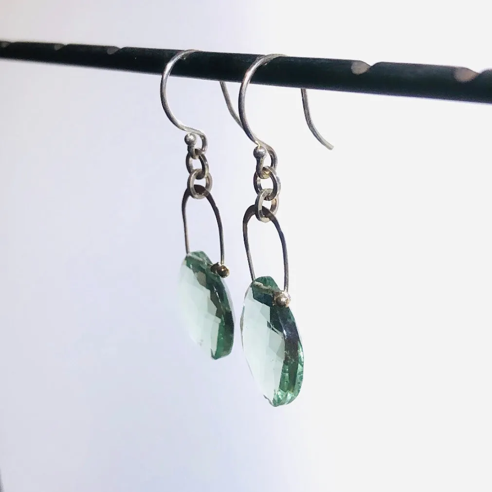 Leaf stirrup fluorite earrings
