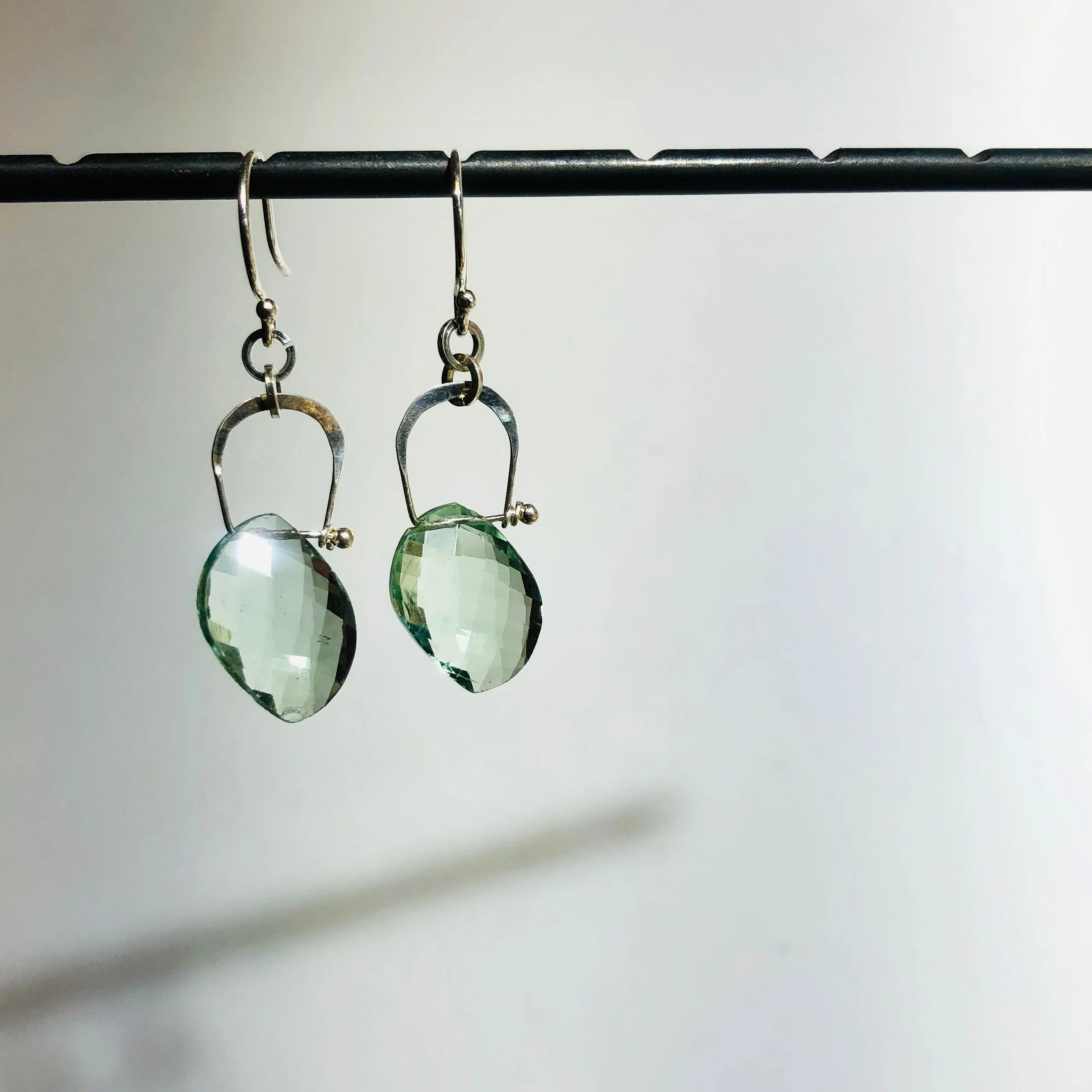Leaf stirrup fluorite earrings