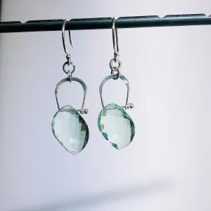 Leaf stirrup fluorite earrings