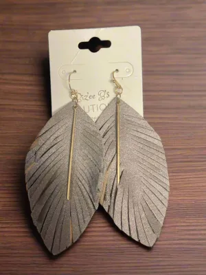 Leather Leaf Pattern Earrings